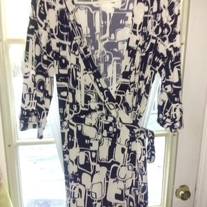 Cream and Black wrap dress size L